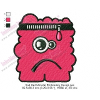 Sad Red Monster Embroidery Design